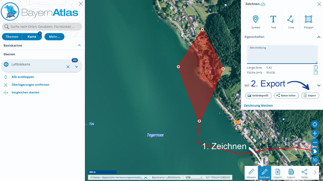 BayernAtlas Export und Drucken Schritt 2